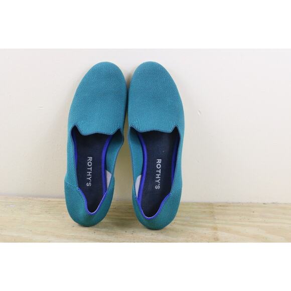 Rothy's Flats Womens 8.5 Round Toe Ballet Flats Green Blue Slip Ons Shoes - Picture 4 of 10